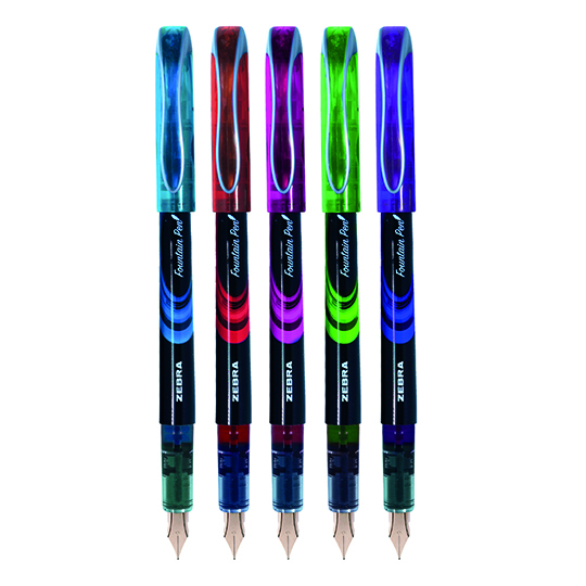 Pluma fuente  ZEBRA Z-Fountain punta metálica surtido estuche c/5 piezas