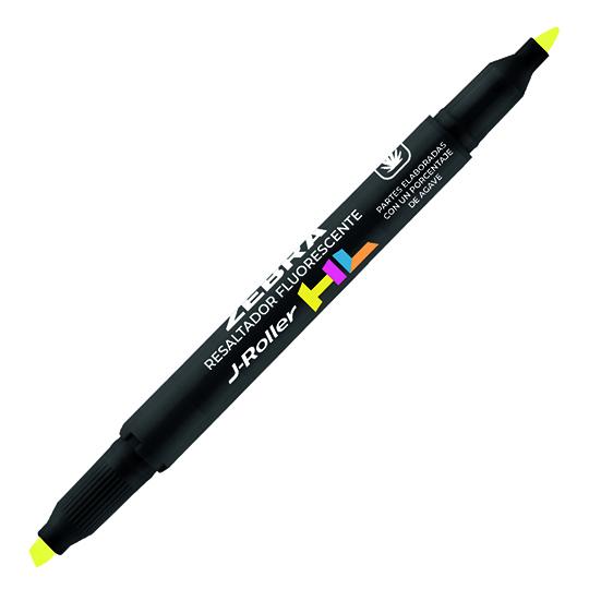 LM-Resaltador ZEBRA J-Roller HL amarillo fluorescente caja con 6 pz